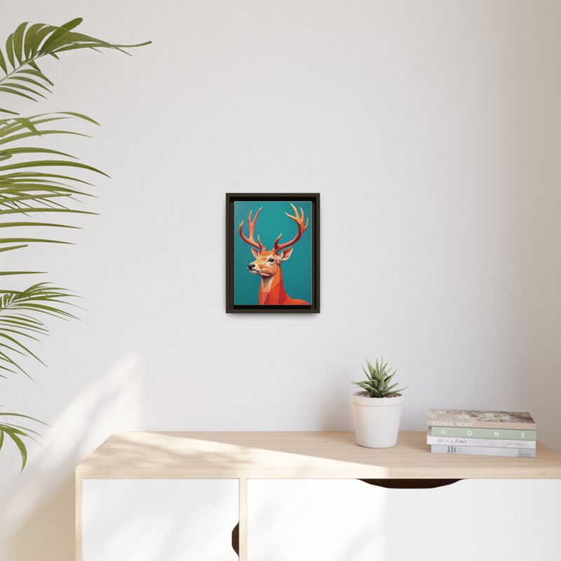 Canvas Art - Low-Poly Deer in Orange, Red, and Pink on Teal Blue Background - Image 29