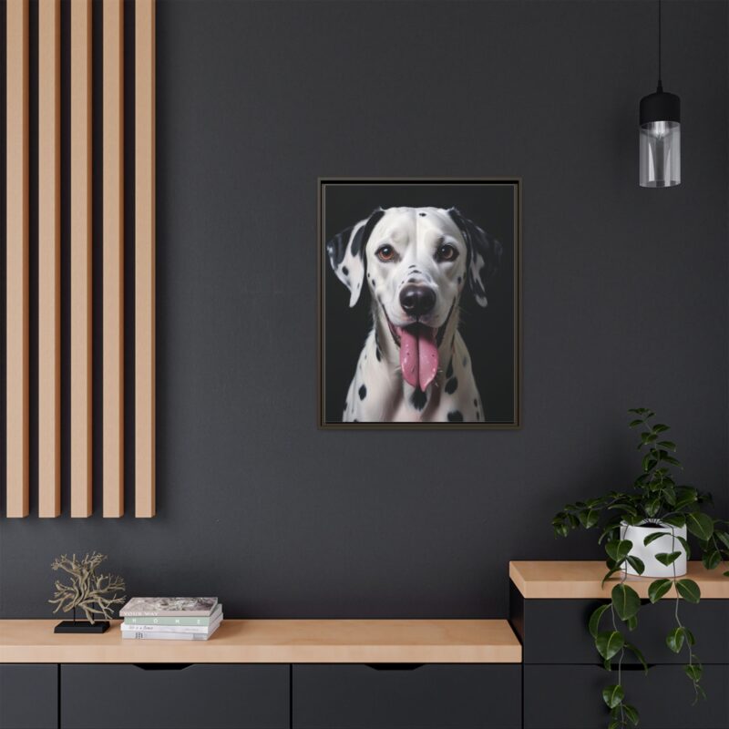 Canvas Art print features a detailed oil painting of a Dalmatian dog with a playful pink tongue sticking out - Image 89