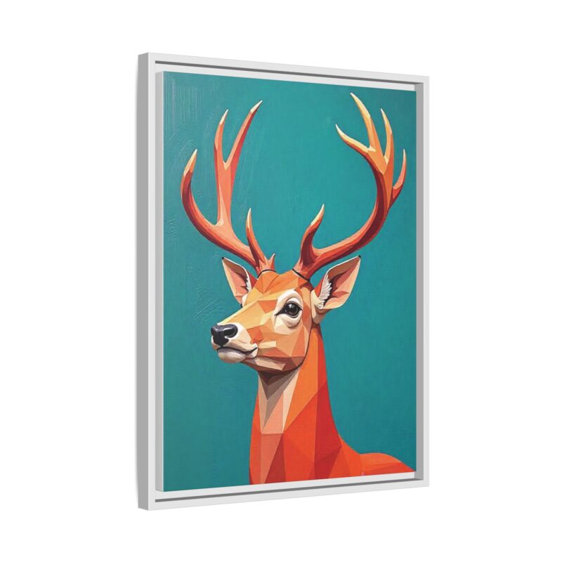 Canvas Art - Low-Poly Deer in Orange, Red, and Pink on Teal Blue Background - Image 67
