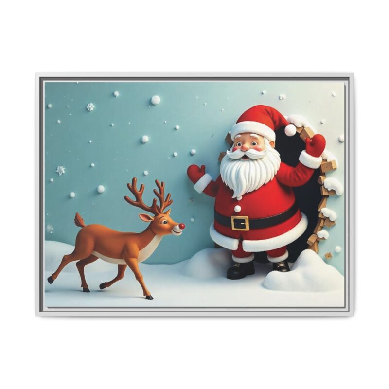 Canvas Wall Art 3D Santa Claus & Reindeer Illusion - Image 89
