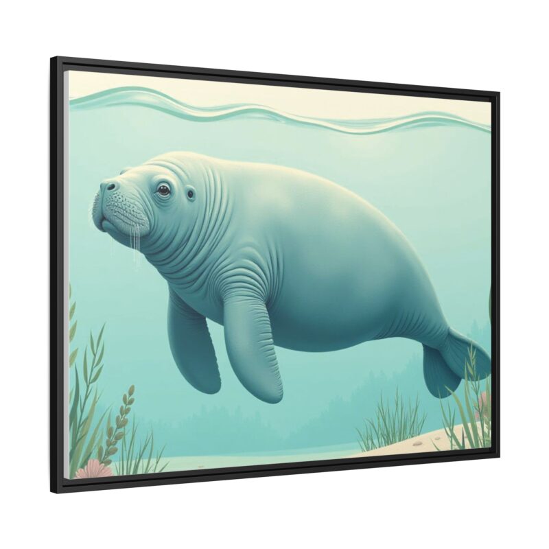 Gentle Giant Florida canvas prints featuring a peaceful manatee swimming through the water. - Image 38