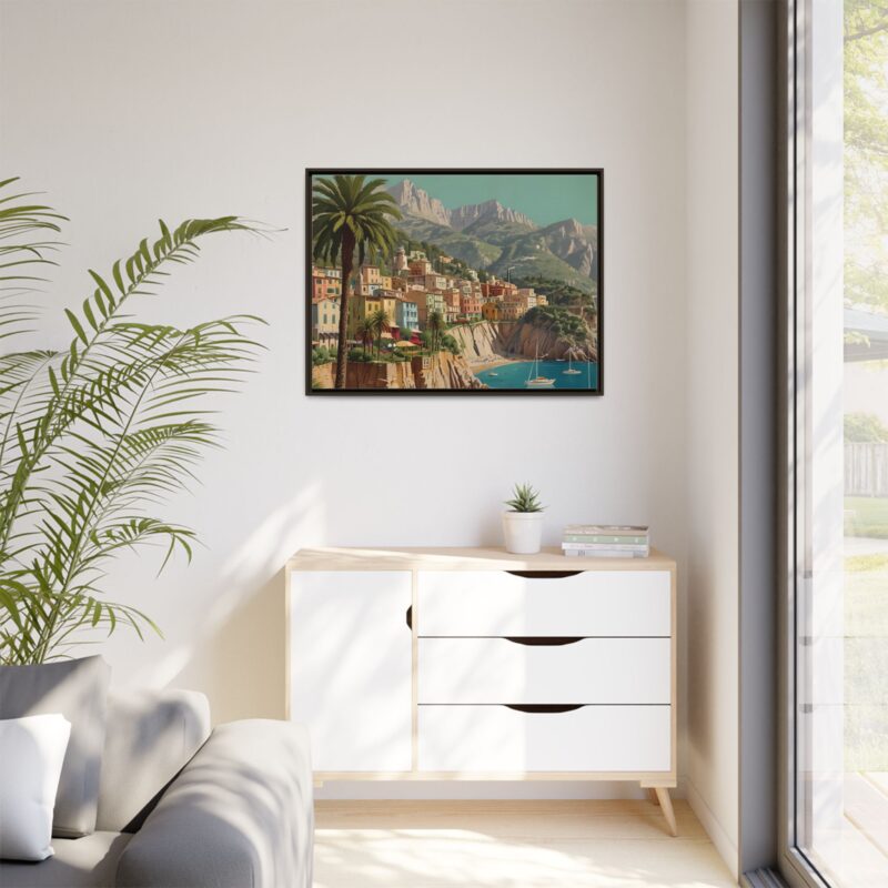 Canvas art of Sun-Drenched Italian Riviera Poster with Sailboats and Palm Trees - Image 105