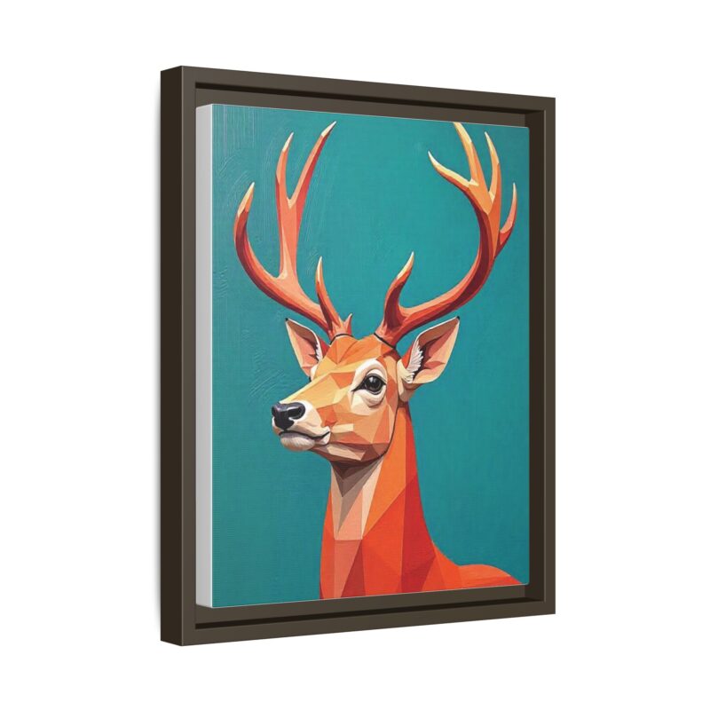 Canvas Art - Low-Poly Deer in Orange, Red, and Pink on Teal Blue Background - Image 39
