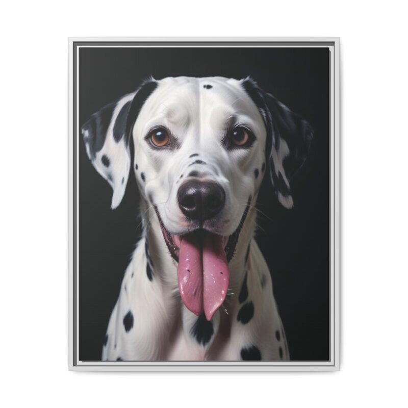 Canvas Art print features a detailed oil painting of a Dalmatian dog with a playful pink tongue sticking out - Image 94