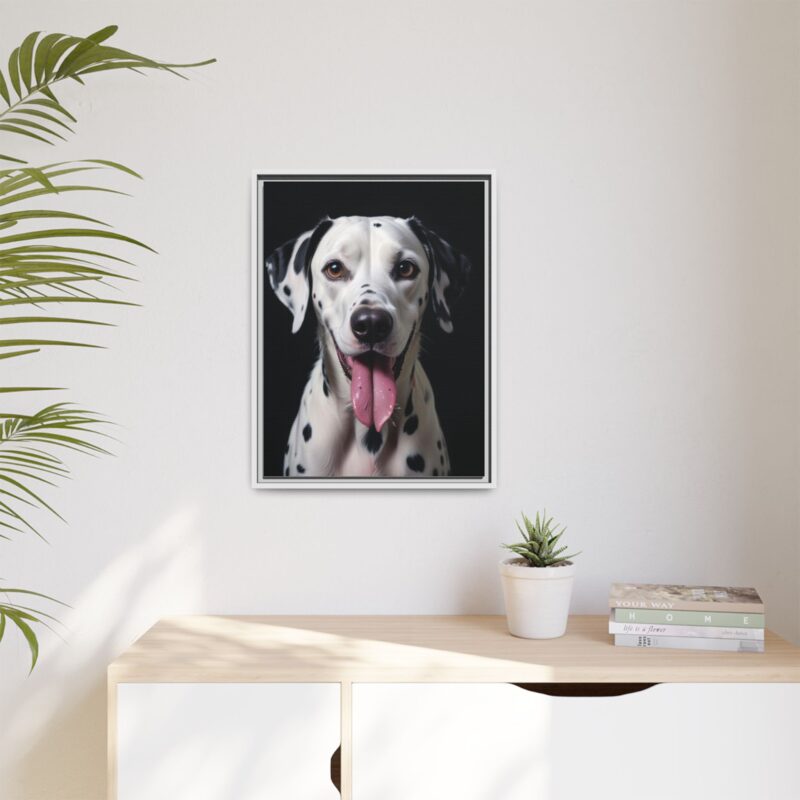 Canvas Art print features a detailed oil painting of a Dalmatian dog with a playful pink tongue sticking out - Image 72