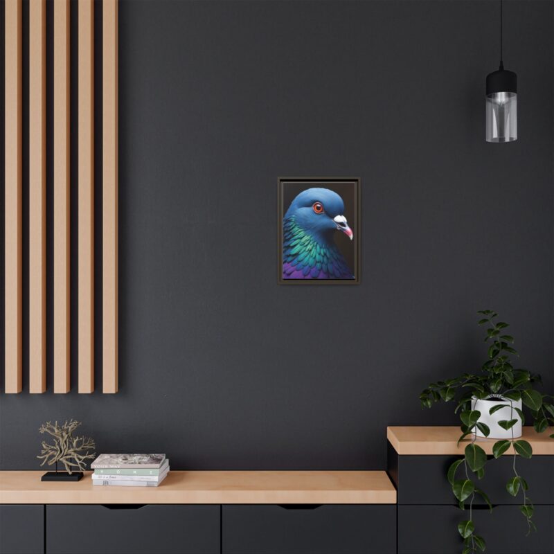 Canvas Print featuring a close-up portrait of a colorful pigeon - Image 52