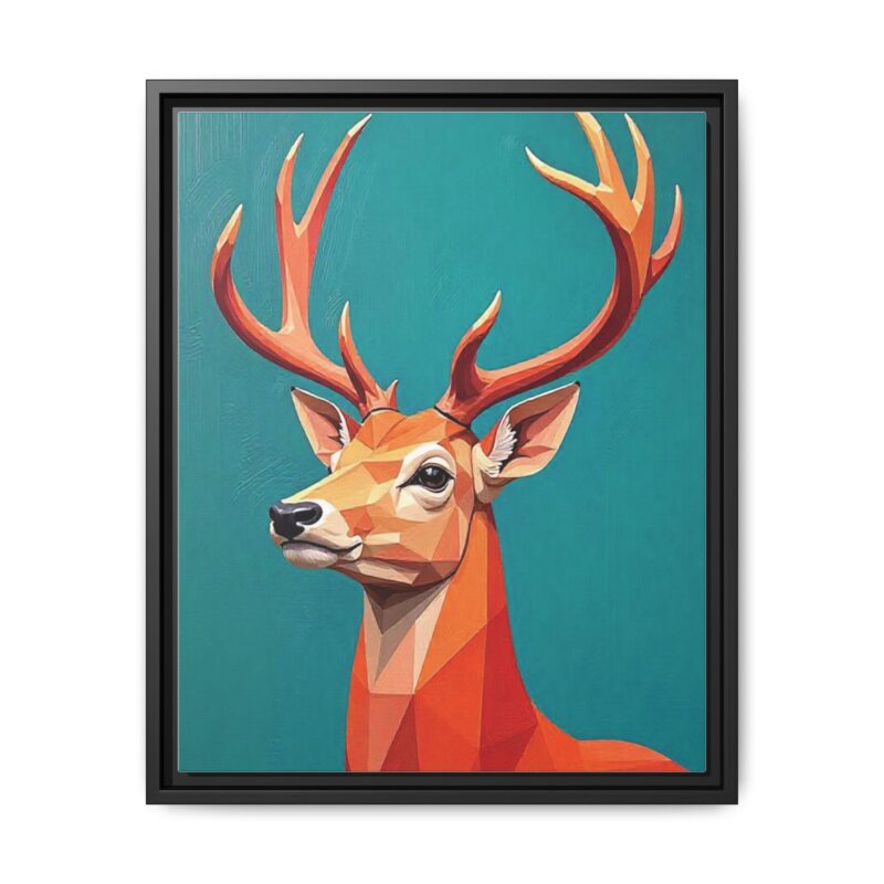 Canvas Art - Low-Poly Deer in Orange, Red, and Pink on Teal Blue Background - Image 18