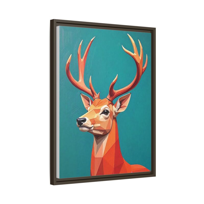 Canvas Art - Low-Poly Deer in Orange, Red, and Pink on Teal Blue Background - Image 63