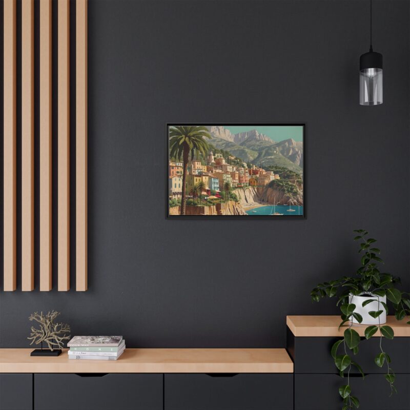 Canvas art of Sun-Drenched Italian Riviera Poster with Sailboats and Palm Trees - Image 4