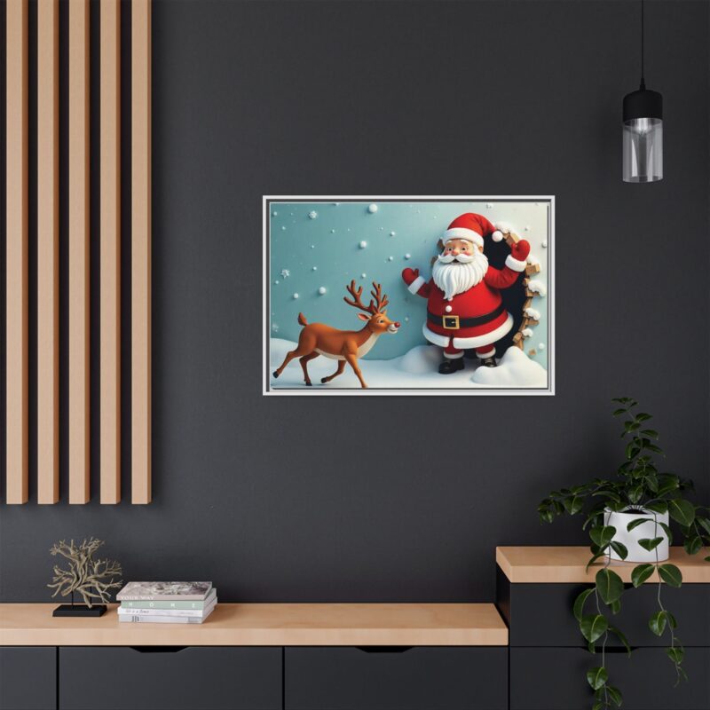Canvas Wall Art 3D Santa Claus & Reindeer Illusion - Image 96