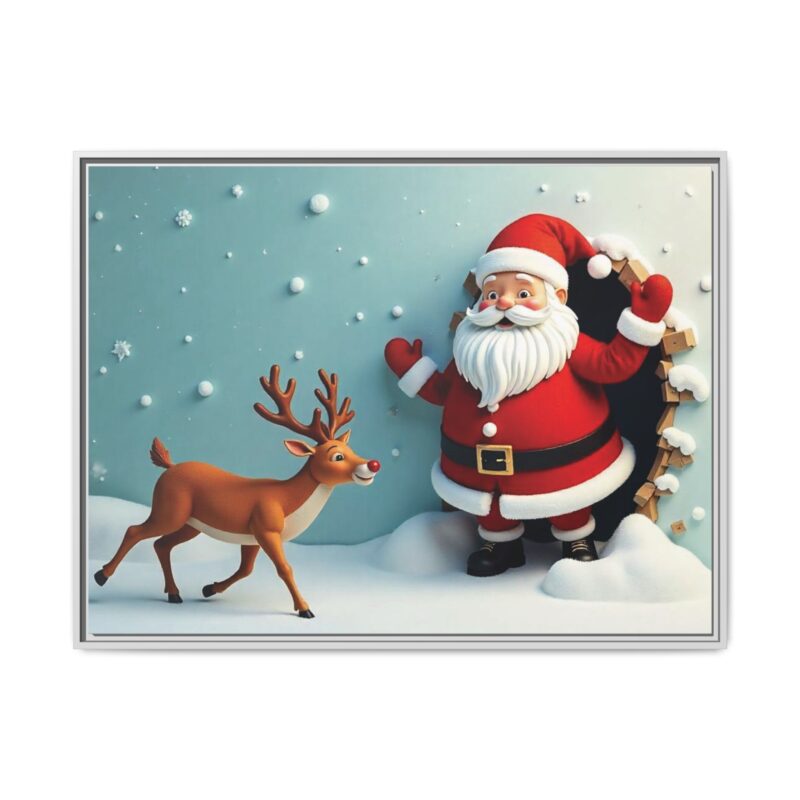 Canvas Wall Art 3D Santa Claus & Reindeer Illusion - Image 106
