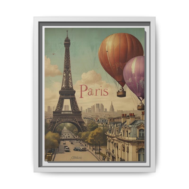 Pastel Eiffel Tower Travel canvas art of Nouveau Typography - Image 45