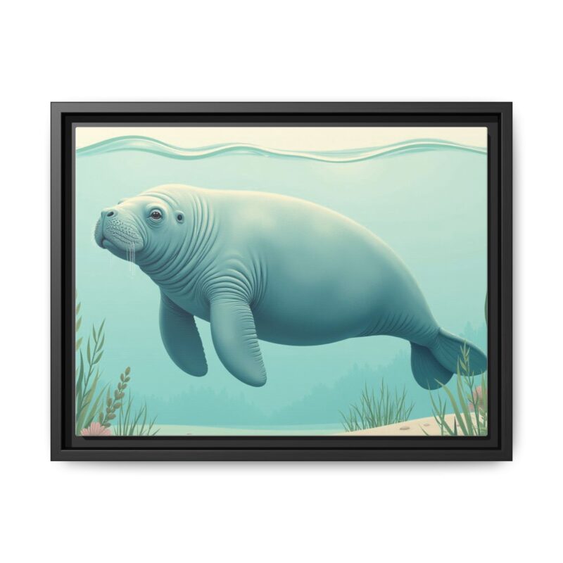 Gentle Giant Florida canvas prints featuring a peaceful manatee swimming through the water. - Image 13
