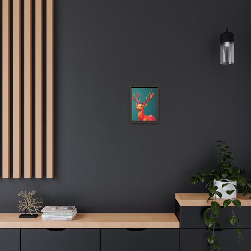 Canvas Art Print - Low-Poly Deer in Warm Tones on Teal Blue Background - Image 32