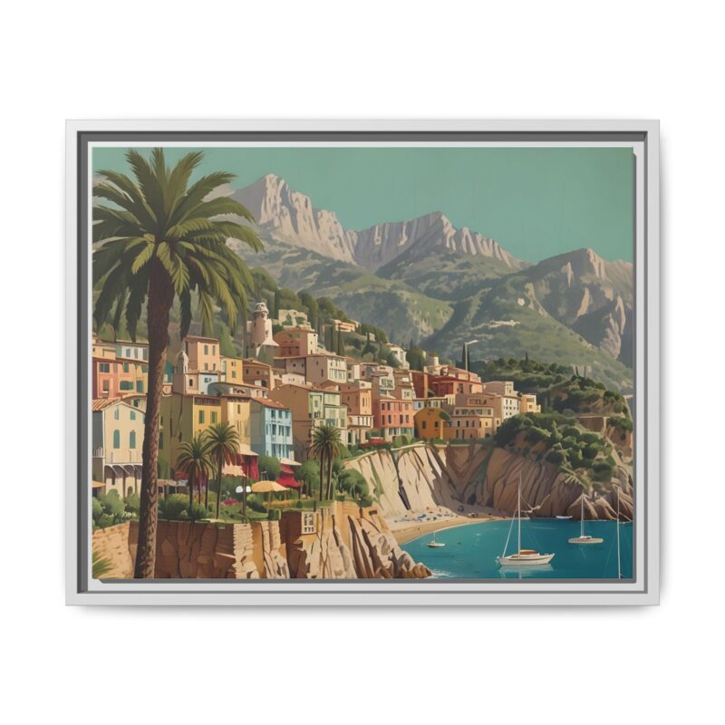 Canvas art of Sun-Drenched Italian Riviera Poster with Sailboats and Palm Trees - Image 70