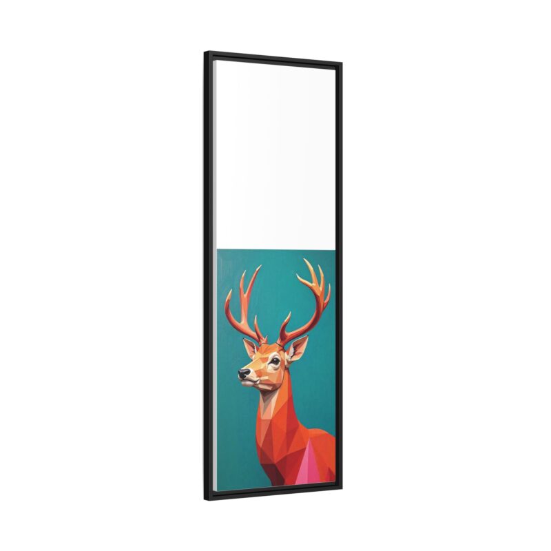Canvas Art - Low-Poly Deer in Orange, Red, and Pink on Teal Blue Background - Image 99