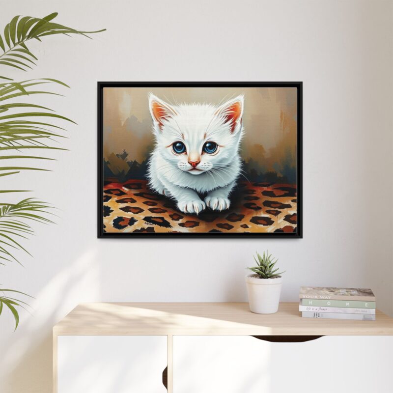 Canvas Print - White Kitten on Leopard Print Surface Wall Art - Image 32