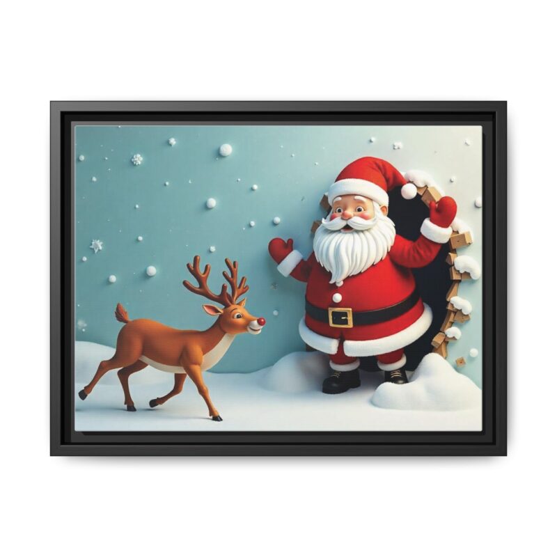 Canvas Wall Art 3D Santa Claus & Reindeer Illusion - Image 14