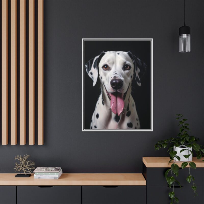 Canvas Art print features a detailed oil painting of a Dalmatian dog with a playful pink tongue sticking out - Image 85