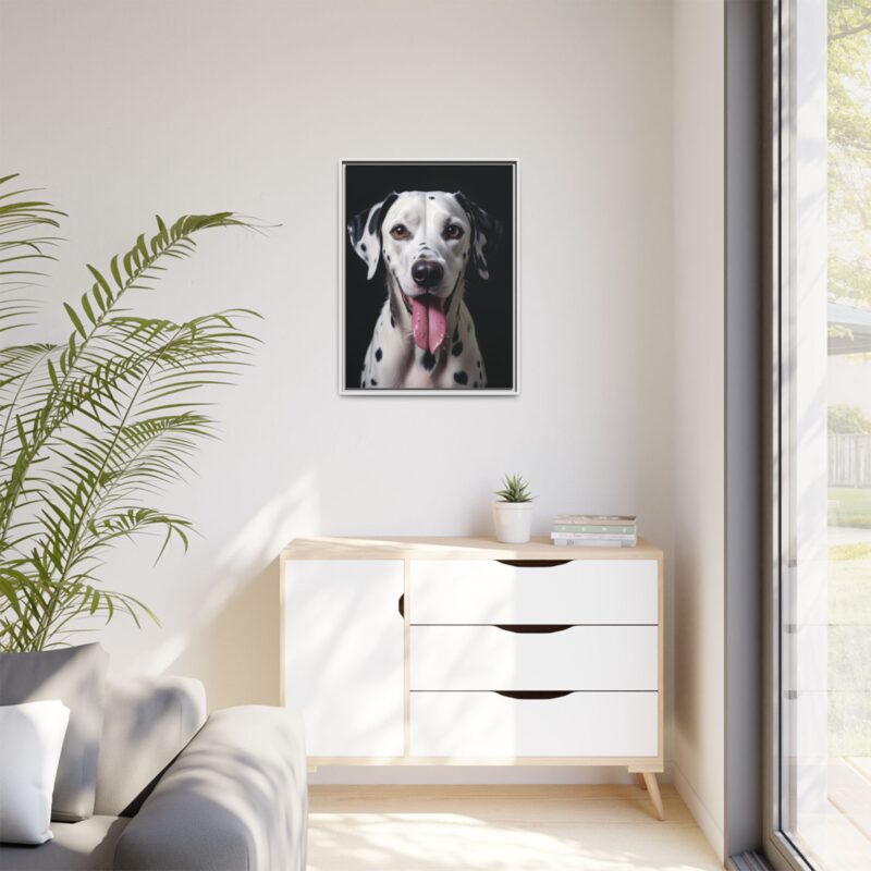 Canvas Art print features a detailed oil painting of a Dalmatian dog with a playful pink tongue sticking out - Image 80