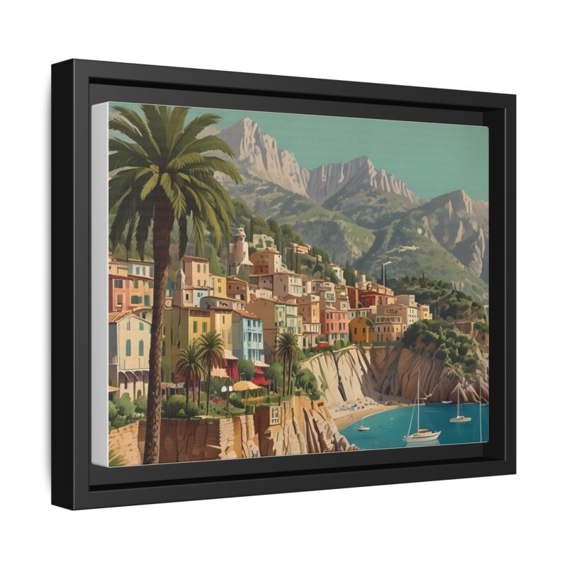 Canvas art of Sun-Drenched Italian Riviera Poster with Sailboats and Palm Trees - Image 7