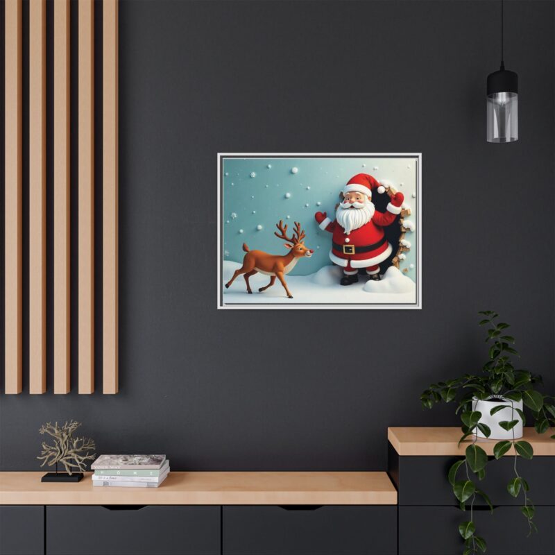Canvas Wall Art 3D Santa Claus & Reindeer Illusion - Image 88