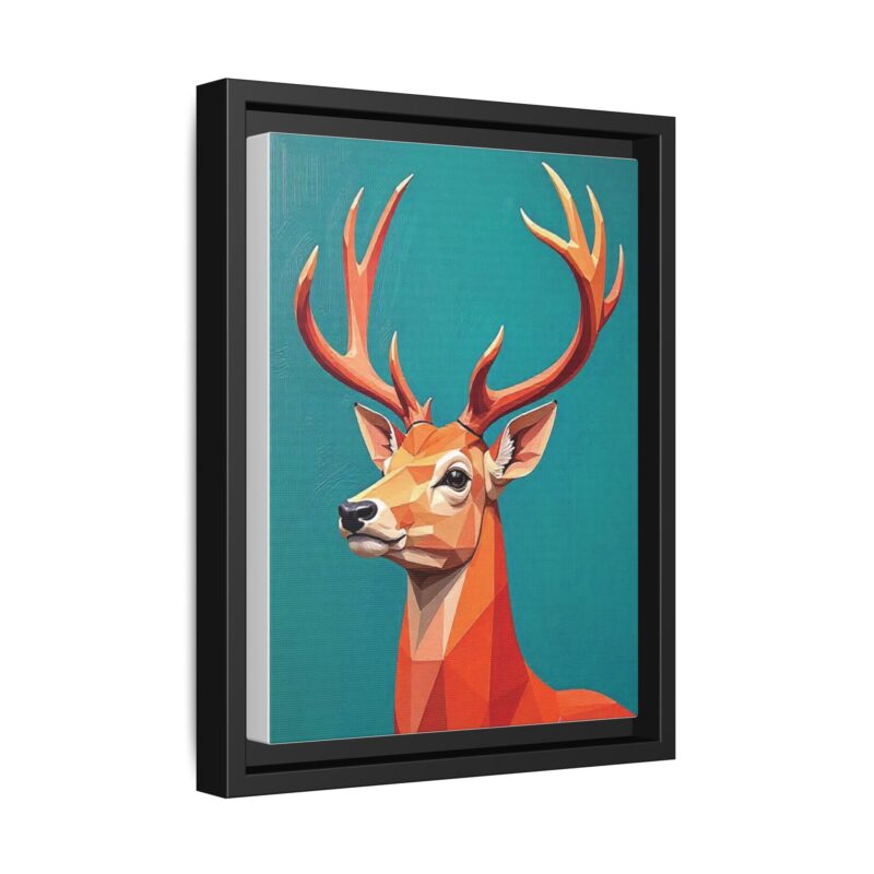 Canvas Art - Low-Poly Deer in Orange, Red, and Pink on Teal Blue Background - Image 7