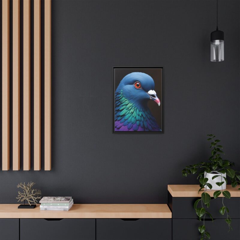 Canvas Print featuring a close-up portrait of a colorful pigeon - Image 24