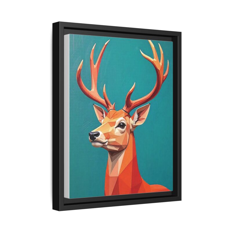 Canvas Art - Low-Poly Deer in Orange, Red, and Pink on Teal Blue Background - Image 11