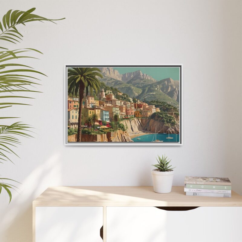 Canvas art of Sun-Drenched Italian Riviera Poster with Sailboats and Palm Trees - Image 85