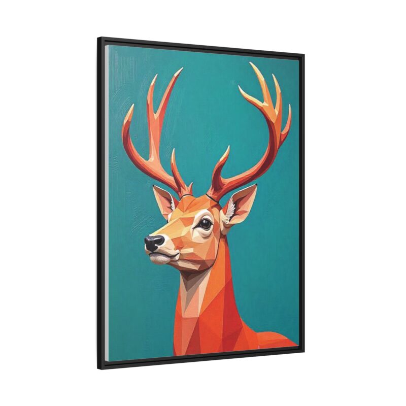 Canvas Art - Low-Poly Deer in Orange, Red, and Pink on Teal Blue Background - Image 3
