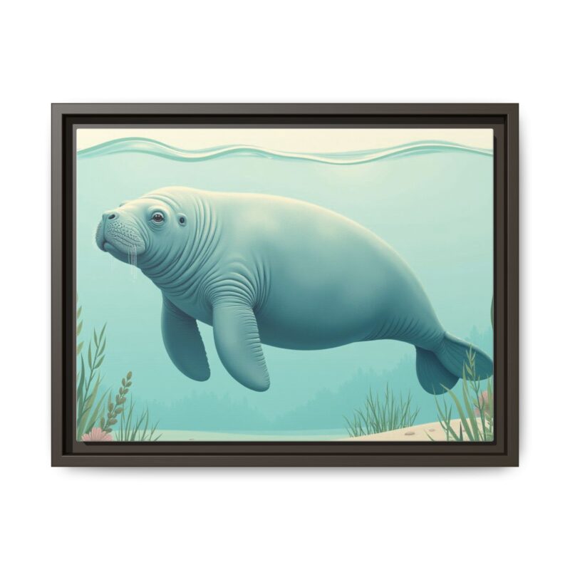 Gentle Giant Florida canvas prints featuring a peaceful manatee swimming through the water. - Image 57