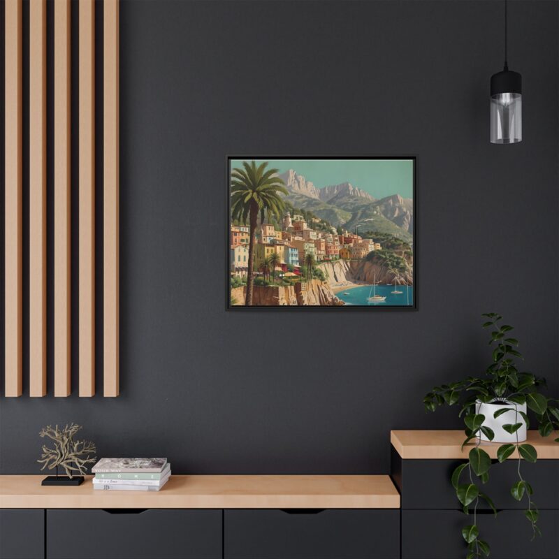 Canvas art of Sun-Drenched Italian Riviera Poster with Sailboats and Palm Trees - Image 124