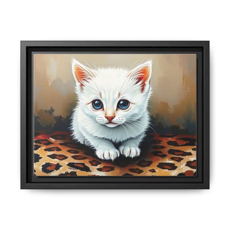 Canvas Print - White Kitten on Leopard Print Surface Wall Art - Image 6