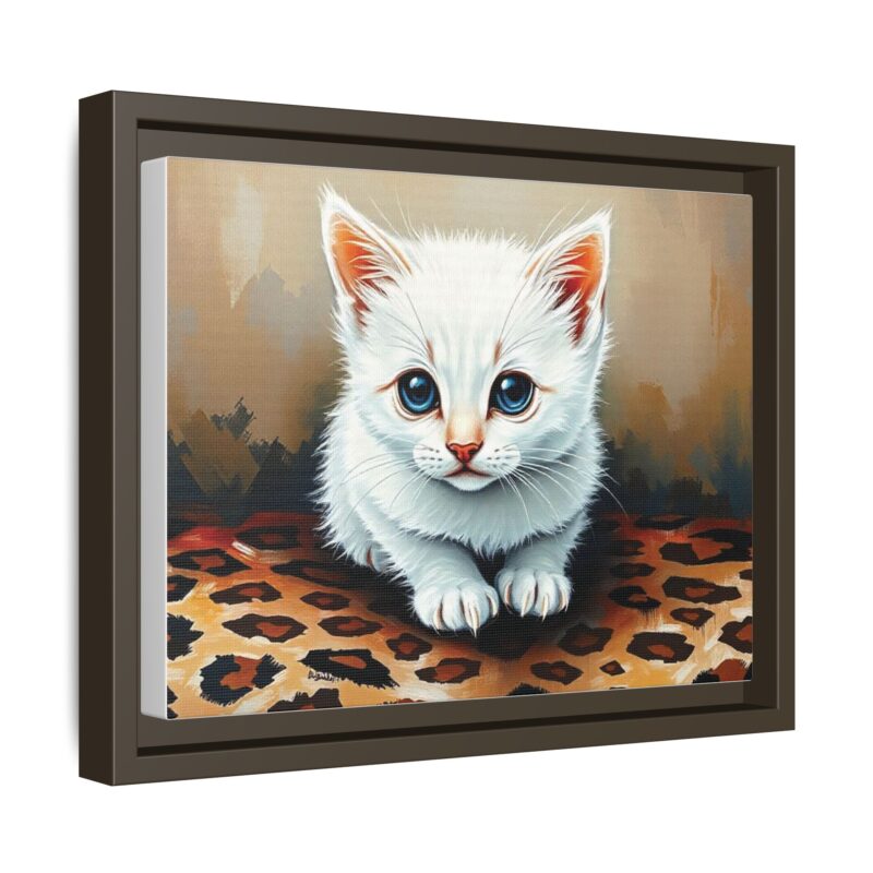 Canvas Print - White Kitten on Leopard Print Surface Wall Art - Image 43