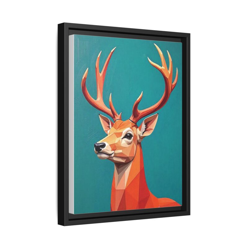 Canvas Art - Low-Poly Deer in Orange, Red, and Pink on Teal Blue Background - Image 15