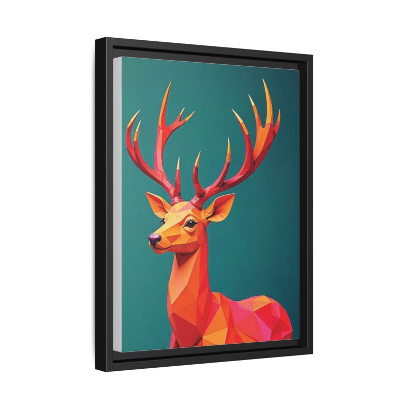 Canvas Art Print - Low-Poly Deer in Warm Tones on Teal Blue Background - Image 14