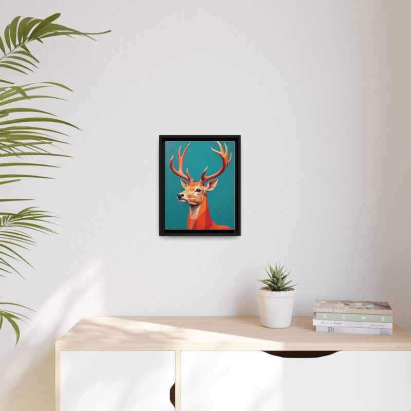 Canvas Art - Low-Poly Deer in Orange, Red, and Pink on Teal Blue Background - Image 9