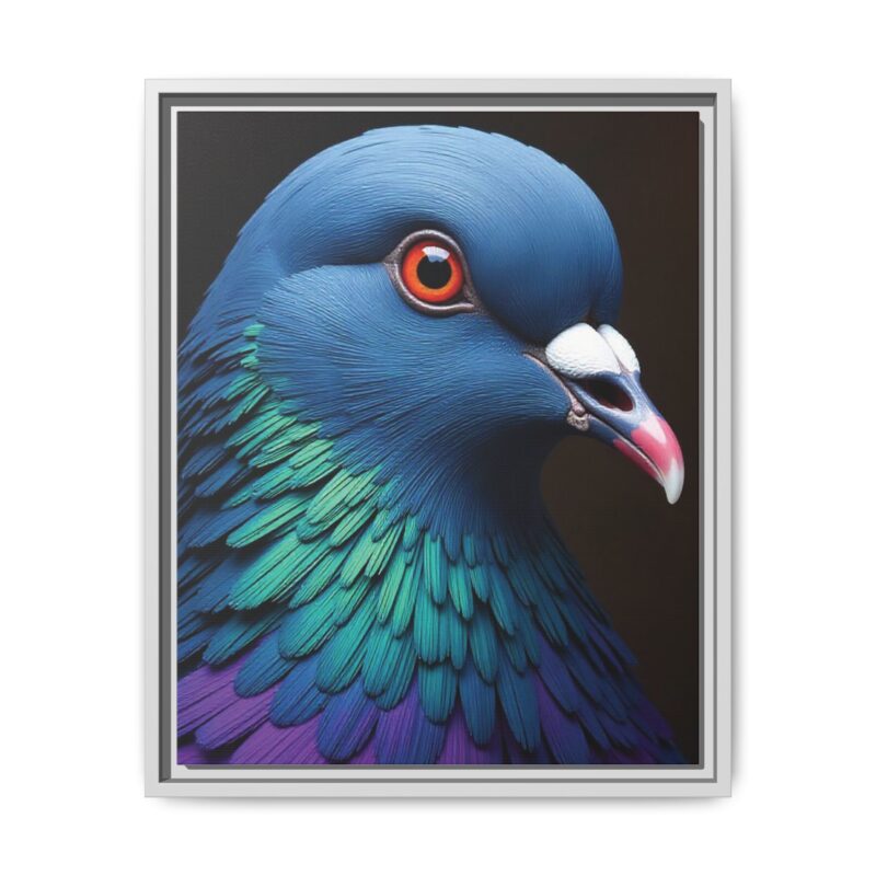 Canvas Print featuring a close-up portrait of a colorful pigeon - Image 62
