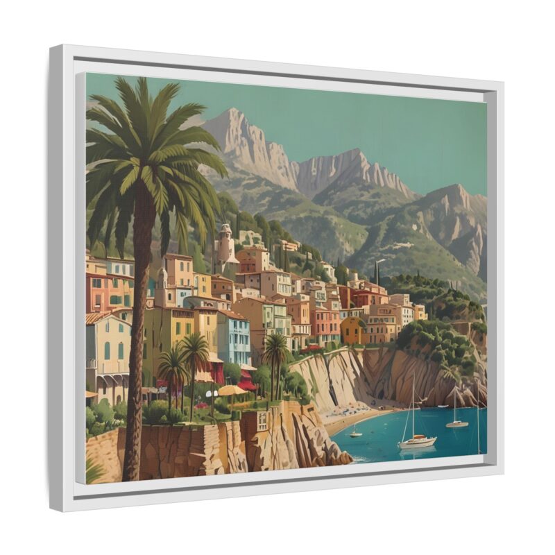 Canvas art of Sun-Drenched Italian Riviera Poster with Sailboats and Palm Trees - Image 71