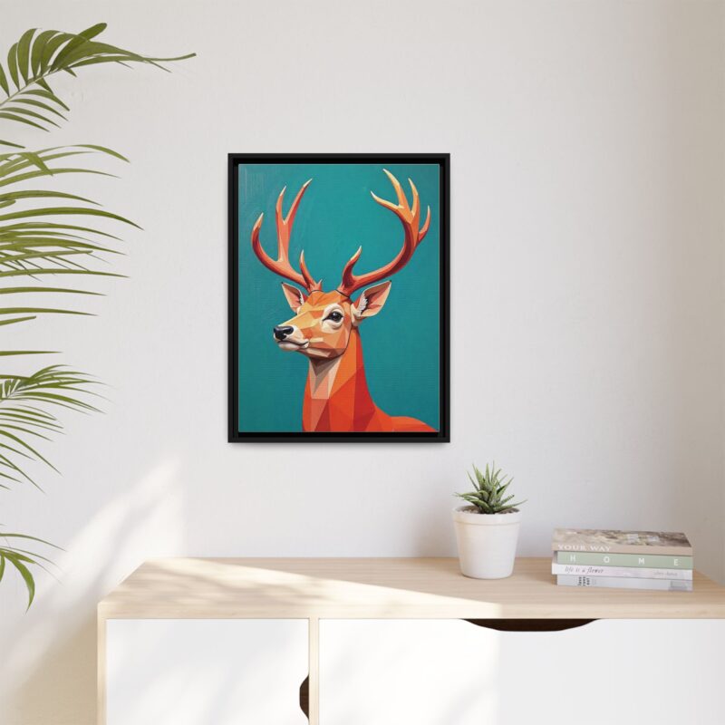 Canvas Art - Low-Poly Deer in Orange, Red, and Pink on Teal Blue Background - Image 21