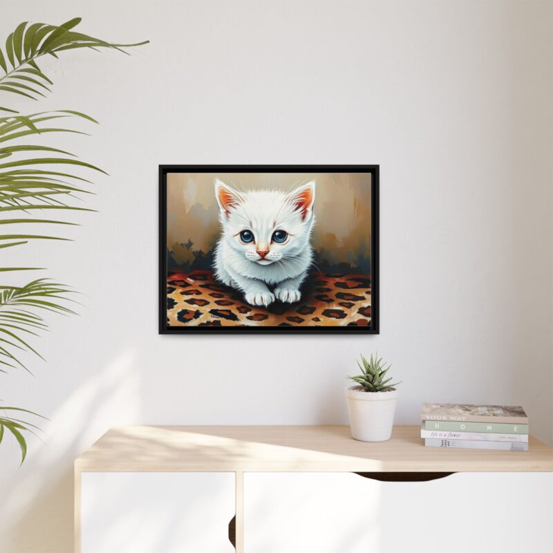 Canvas Print - White Kitten on Leopard Print Surface Wall Art - Image 24