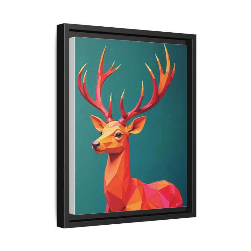 Canvas Art Print - Low-Poly Deer in Warm Tones on Teal Blue Background - Image 10