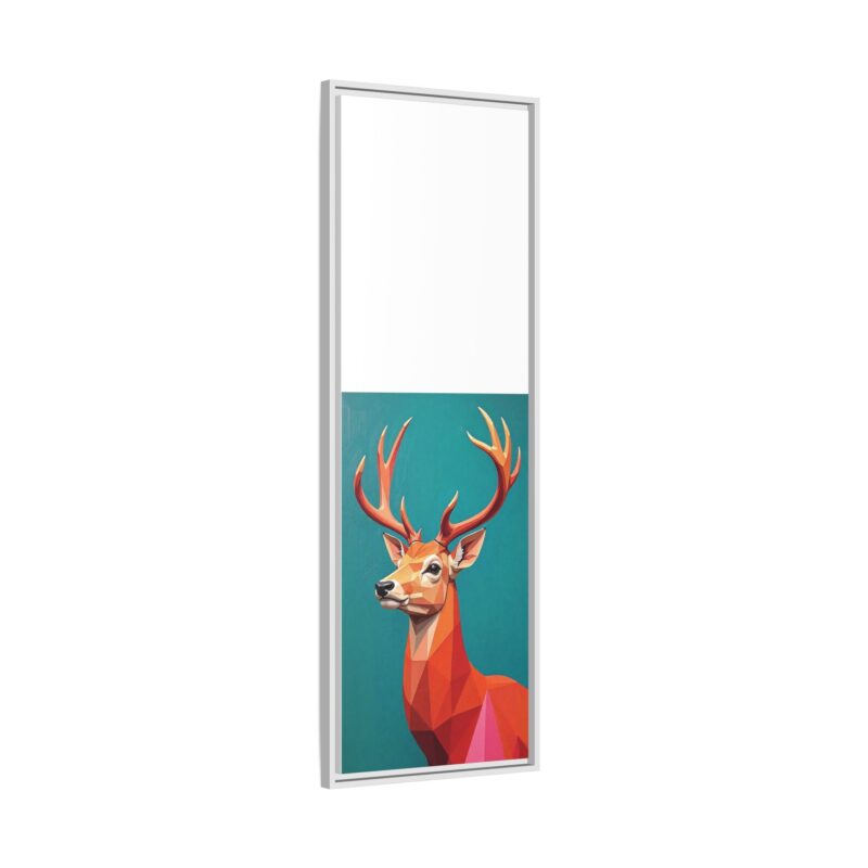 Canvas Art - Low-Poly Deer in Orange, Red, and Pink on Teal Blue Background - Image 107