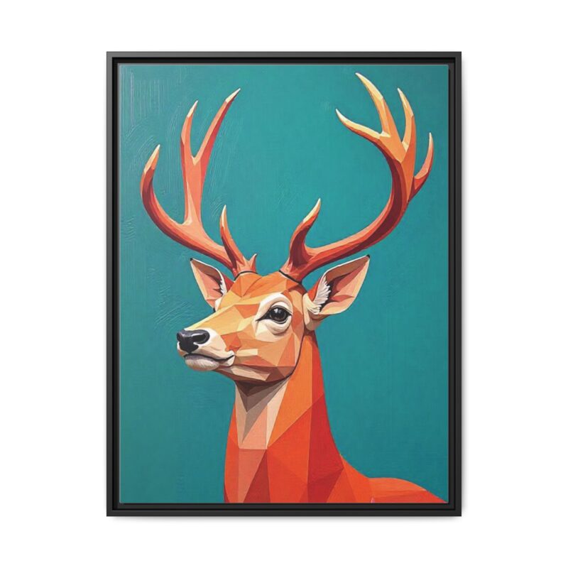 Canvas Art - Low-Poly Deer in Orange, Red, and Pink on Teal Blue Background - Image 26
