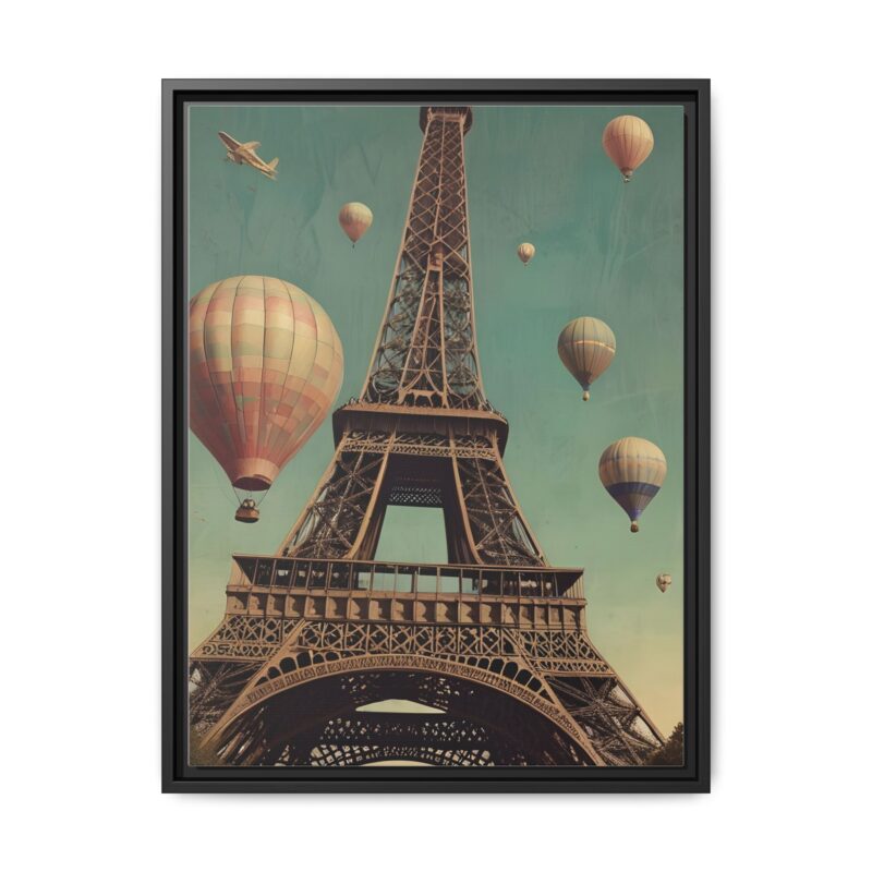 Vintage Paris Travel Canvas art with Hot Air Balloons and Street Lamps - Image 22