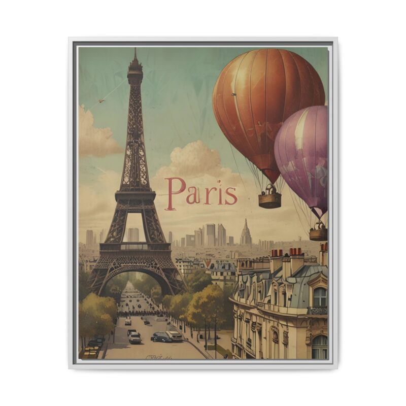 Pastel Eiffel Tower Travel canvas art of Nouveau Typography - Image 129