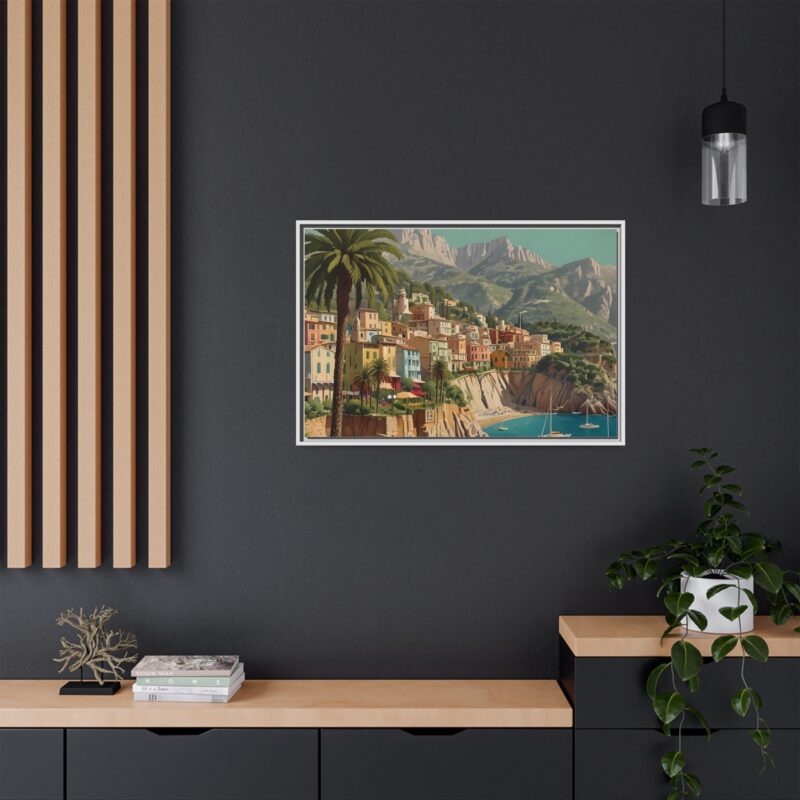 Canvas art of Sun-Drenched Italian Riviera Poster with Sailboats and Palm Trees - Image 104