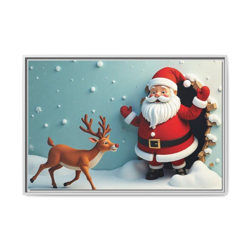 Canvas Wall Art 3D Santa Claus & Reindeer Illusion - Image 97