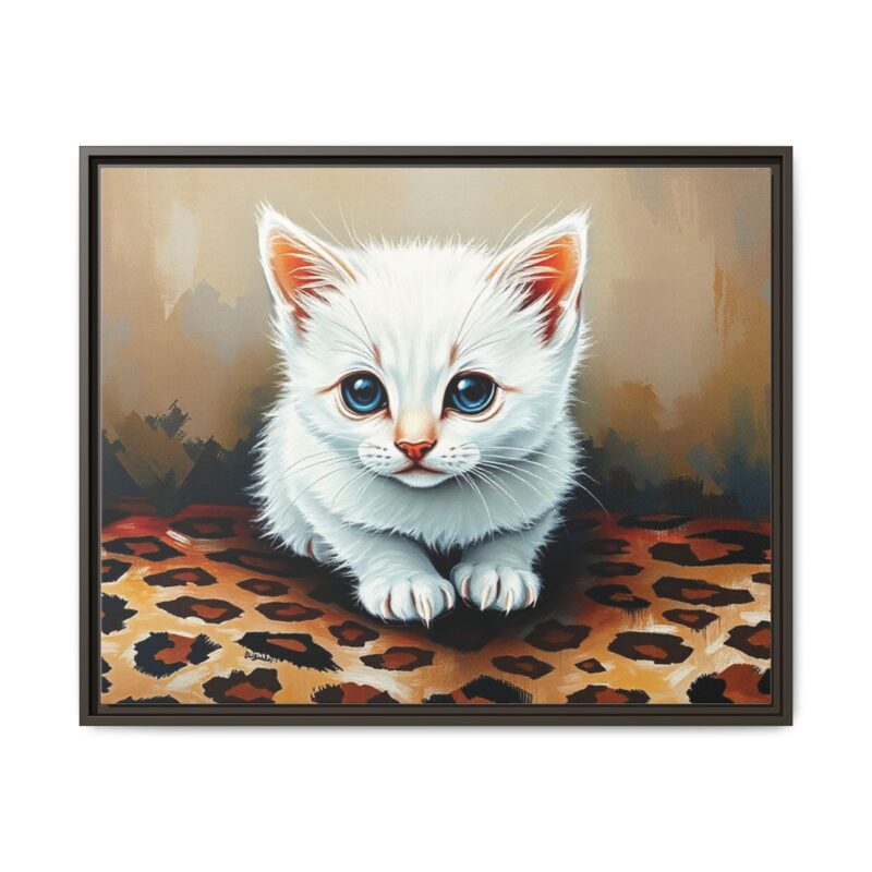 Canvas Print - White Kitten on Leopard Print Surface Wall Art - Image 126